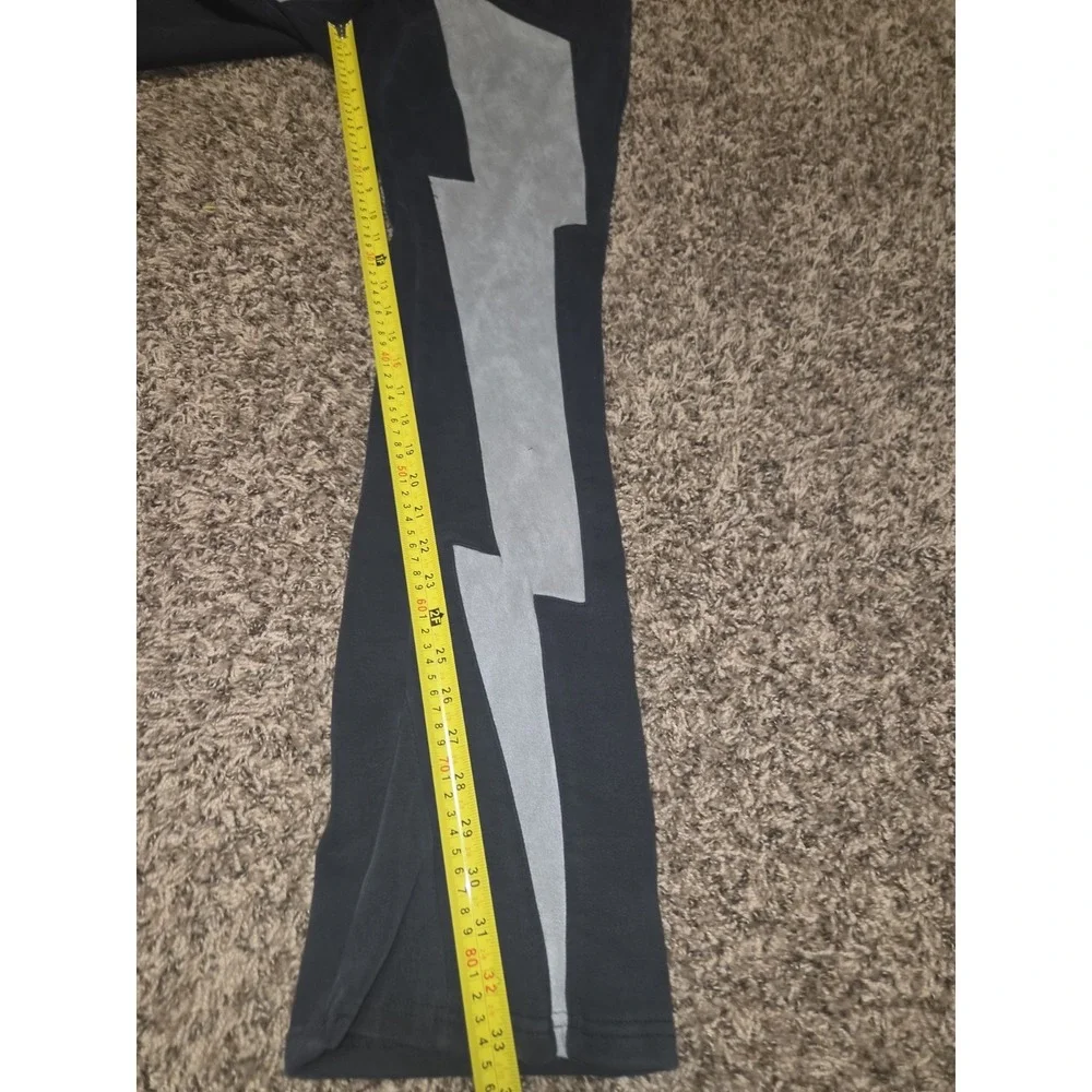 Gunzinii Denim & Co. Black Graphic Sweatpants - Lightning Bolt Y2K Streetwear XS